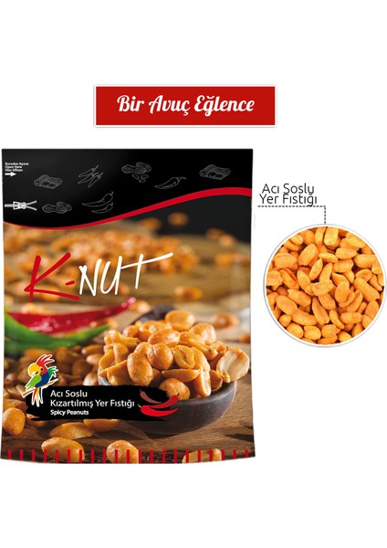 Papağan Kuruyemiş K-nut Acı Soslu Kızartılmış Yer Fıstığı 5 x 50 gram