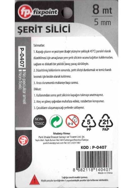 Şerit Silici Daksil 5 mm x 8 mt