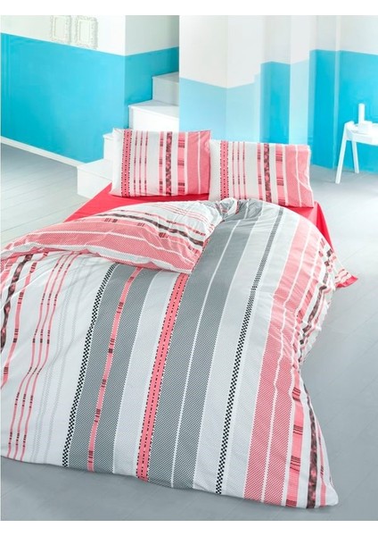 tek kişilik ranforce nevresim takımı (serra kırmızı)