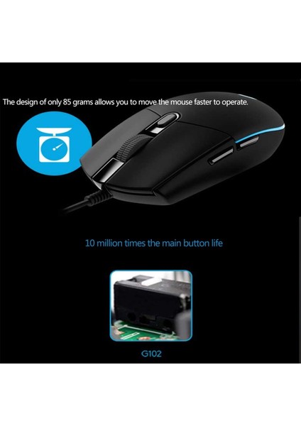 Ergonomik Tasarım G502 / G102 Kablolu Mekanik Oyun Faresi (Yurt Dışından) fırsatları