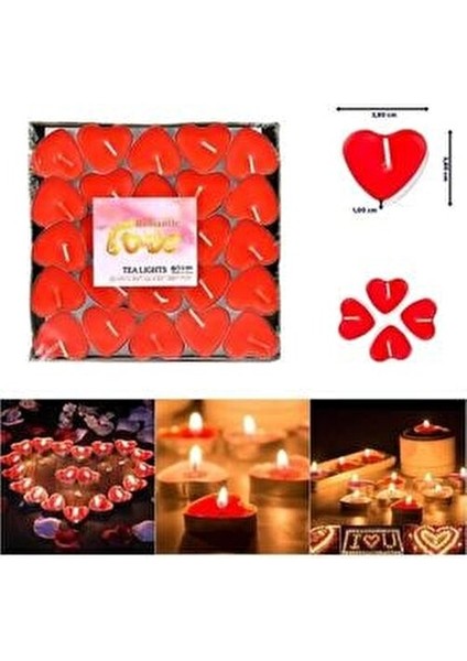 50'li Kalpli Tealight Kırmızı Mum