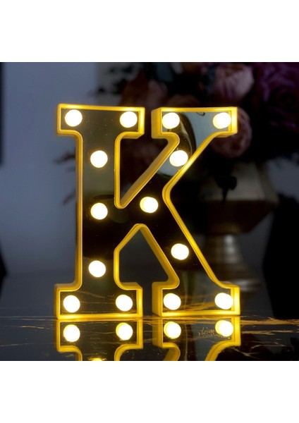 LED Işıklı 3D K Harfi Organizasyon Doğum Günü Kutlama