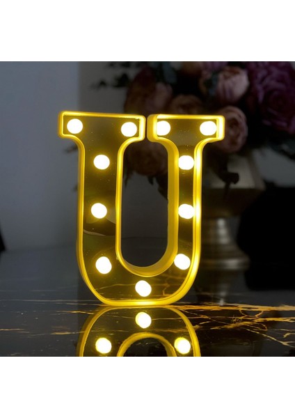 LED Işıklı 3D U Harfi Organizasyon Doğum Günü Kutlama