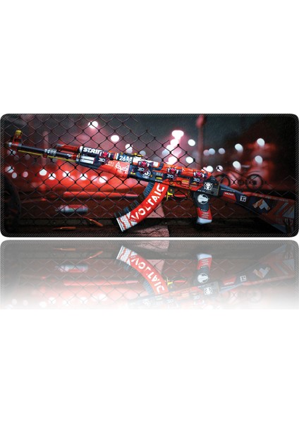 Kırmızı AK47 70X30 cm Xxl Gaming Oyuncu Mousepad Mouse Pad