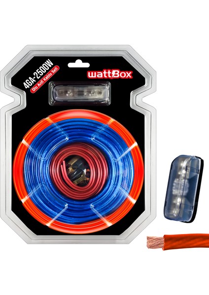 Oto Anfi Kablo Seti Full 4ga 2500W Vakumlu Wattbox