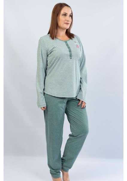 Büyük Beden Uzun Kol Pijama Takım