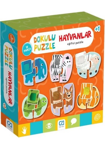 Hayvanlar Dokulu Eğitici Puzzle 18 Parça 5126