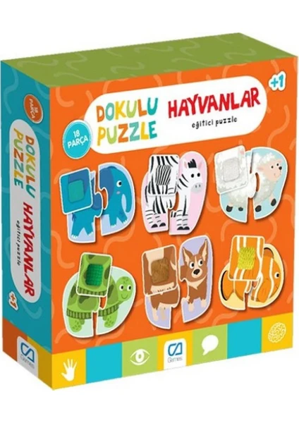 Hayvanlar Dokulu Eğitici Puzzle 18 Parça 5126