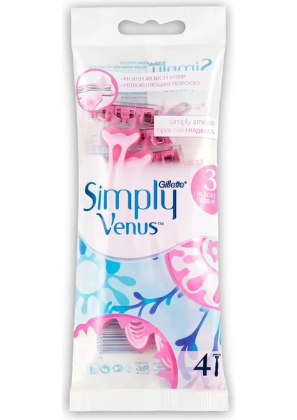 Gillette Venus Gillette Simply Venus 3 Kullan At Kadın Tıraş Bıçağı 4'lü Paket