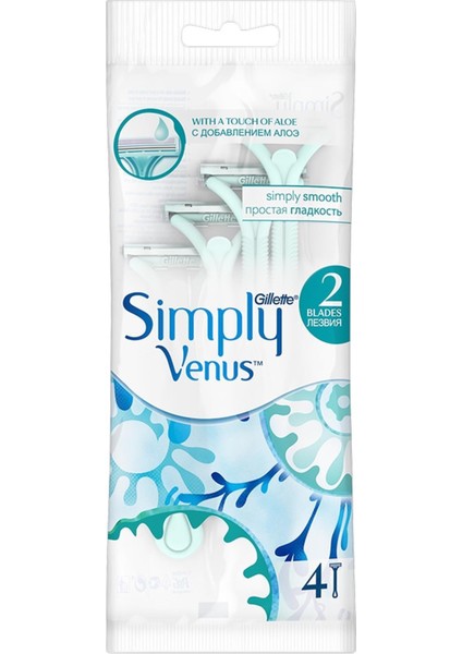 Gillette Simply Venus 2 Kullan At Kadın Tıraş Bıçağı 4'lü Paket