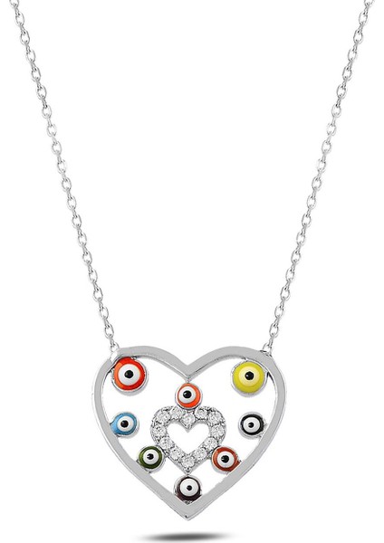 Nazar Mineli Kalp Kolye