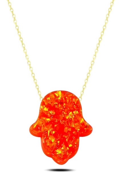 Nar Çiçeği Opal Taşlı Fatma Ana Eli Kolye