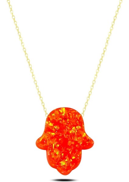 Nar Çiçeği Opal Taşlı Fatma Ana Eli Kolye fiyatları