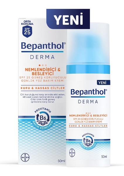 Derma Nemlendirici & Besleyici Spf 25 Güneş Koruyuculu Günlük Yüz Bakım Kremi 50 ml