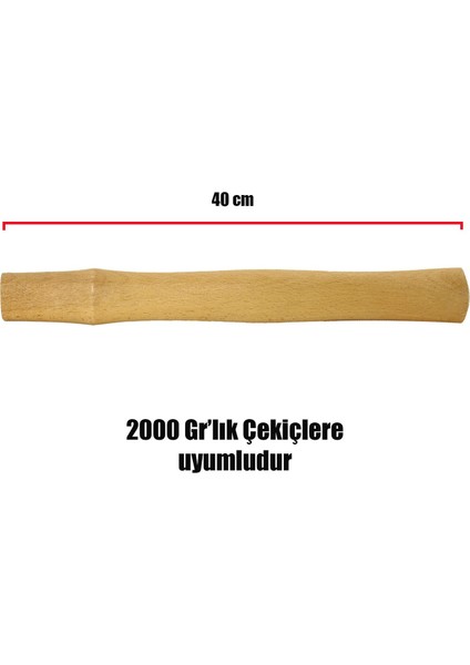 Çekiç Sapı 2000 gr Ergonomik Ahşap Sap 40 cm