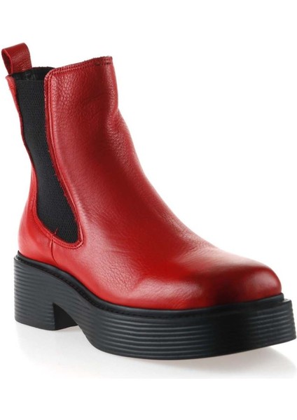 Kırmızı Flotter Deri Kadın Topuklu Bot fiyatları