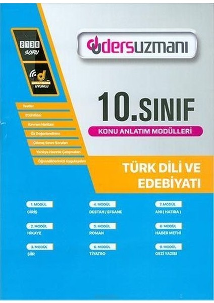 Ders Uzmanı 10. Sınıf Türk Dili ve Edebiyatı Konu Anlatım Modülleri (Yeni)