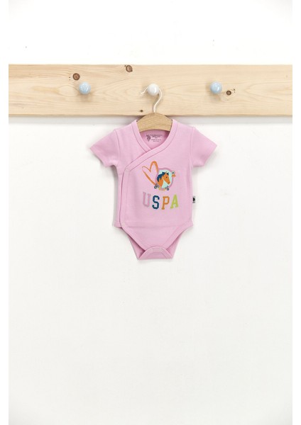 Lisanslı Toz Pembe Kız Bebek 2'li Kruvaze Kısa Kol Body fiyatları