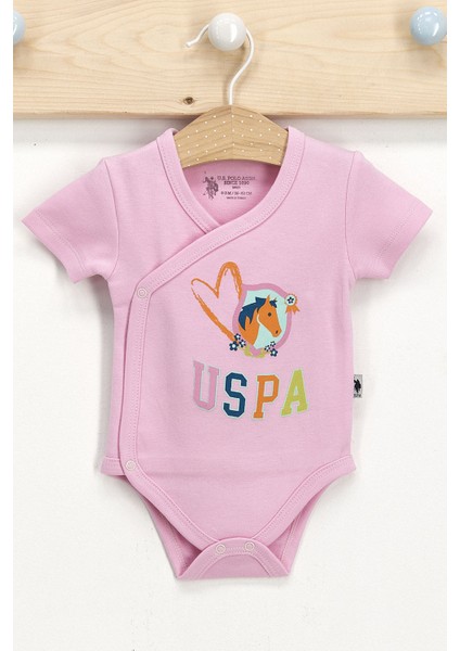 Lisanslı Toz Pembe Kız Bebek 2'li Kruvaze Kısa Kol Body modelleri