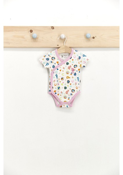 Lisanslı Toz Pembe Kız Bebek 2'li Kruvaze Kısa Kol Body fırsatları