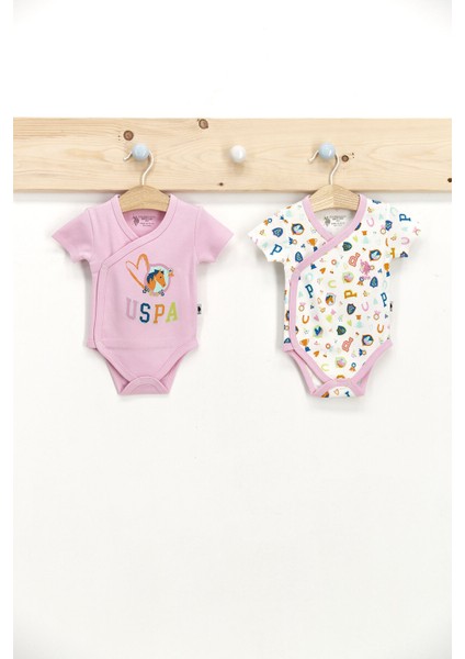 Lisanslı Toz Pembe Kız Bebek 2'li Kruvaze Kısa Kol Body indirimleri
