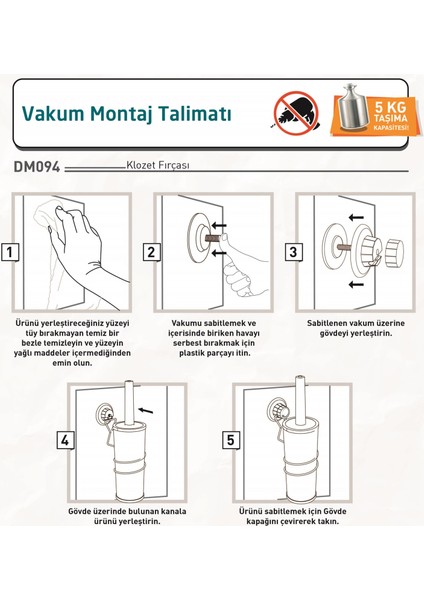 Vakumlu Paslanmaz Tuvalet Fırçası Krom DM095 fırsatları