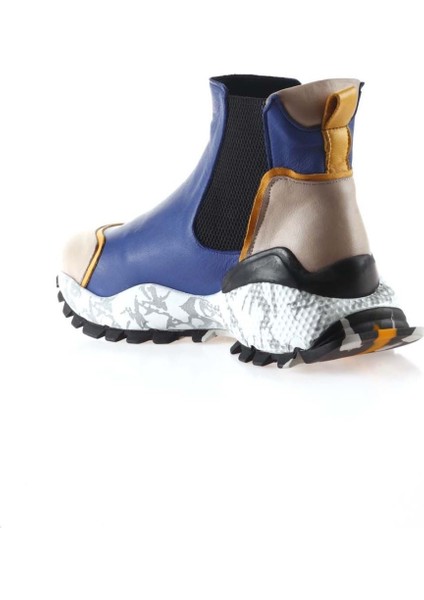 Gri Sarı-Mavi Deri Kadın Spor Bot fırsatları