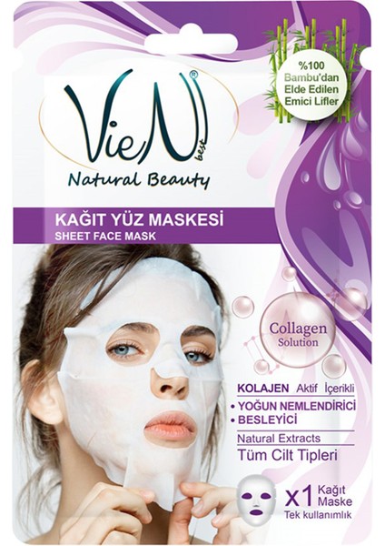 Kağıt Yüz Maskesi | Collagen + Yoğun Nemlendirici + Besleyici