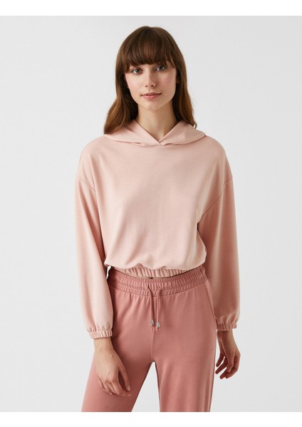 Uzun Kollu Beli Lastikli Kapüşonlu Sweatshirt modelleri