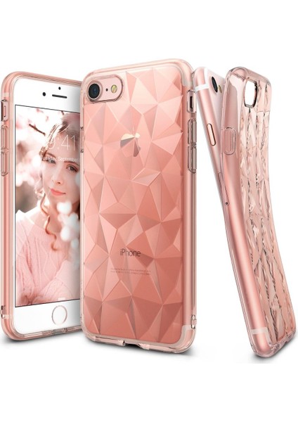 Air Prism 3D Elmas Yansıması iPhone 7 Kılıf Rose Gold