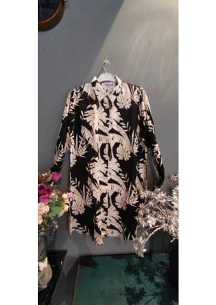 Çiçek Yaprak Dsenli Gömlek Tunik