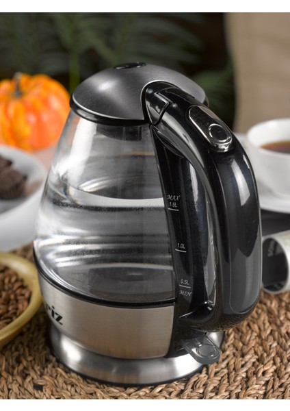 BR711 Inox Su Isıtıcı Cam Kettle