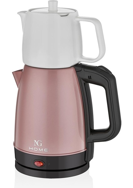 Retro Plus Porselen Demlikli Çay Makinesi Rose