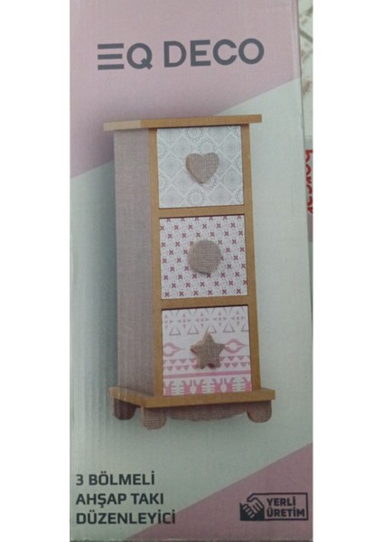 3 Bölmeli Ahşap Takı Düzenleyici