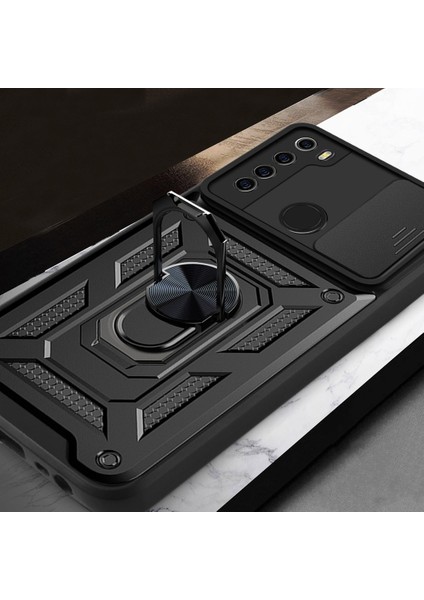 Xiaomi Redmi Note 8 Uyumlu Kılıf Kamera Korumalı Sürgülü Yüzüklü Armor Military Tank Zırh