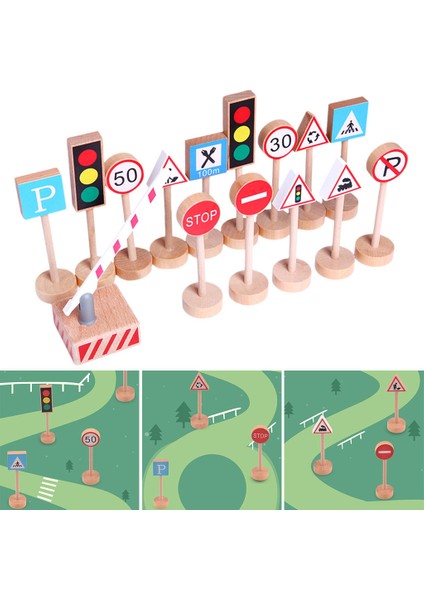 15 Adet Ahşap Yol Levhası Stop Işık Montessori Eğitici Okul Öncesi Oyuncaklar Hediye (Yurt Dışından)