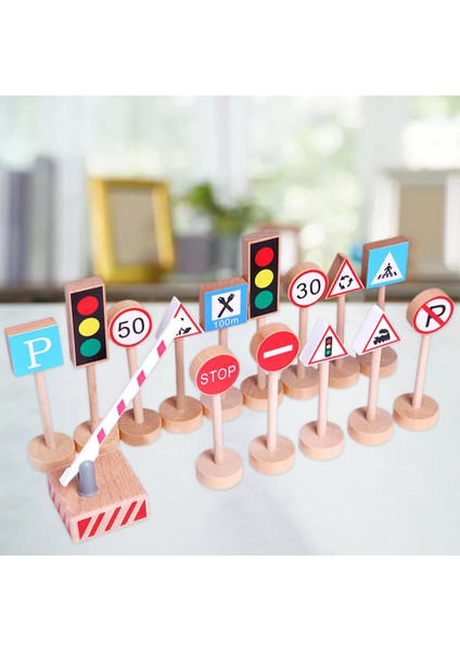 15 Adet Ahşap Yol Levhası Stop Işık Montessori Eğitici Okul Öncesi Oyuncaklar Hediye (Yurt Dışından)