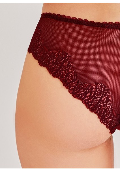 Dantel Detaylı Bordo Kadın Külot