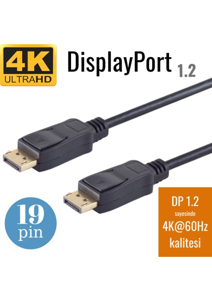 Displayport Kablo - 19 Pin - 165 Hz Destekli - 21 Gbit, 1 metre