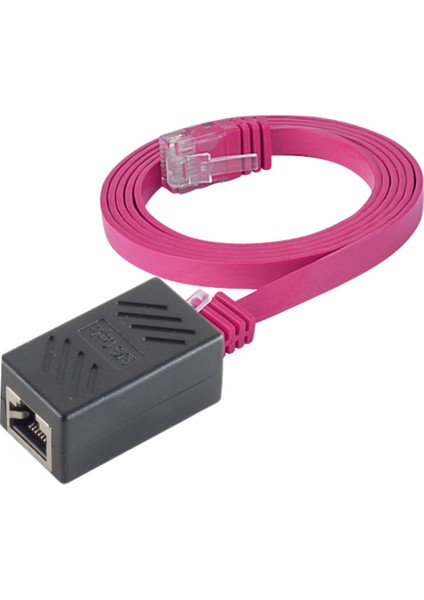 CAT6 Uzatma Seti, Yassı Ethernet Kablo ve Ekleyici, Fuşya, 50 cm