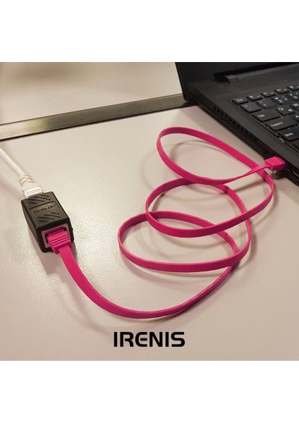 CAT6 Uzatma Seti, Yassı Ethernet Kablo ve Ekleyici, Fuşya, 50 cm modelleri