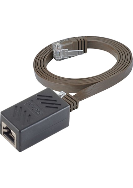 CAT6 Uzatma Seti, Yassı Ethernet Kablo ve Ekleyici, Kahverengi, 10 metre