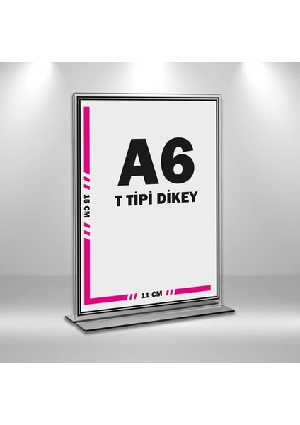 T Tipi A6 Pleksi Föylük Broşürlük Dikey A6 Föylük 5'li