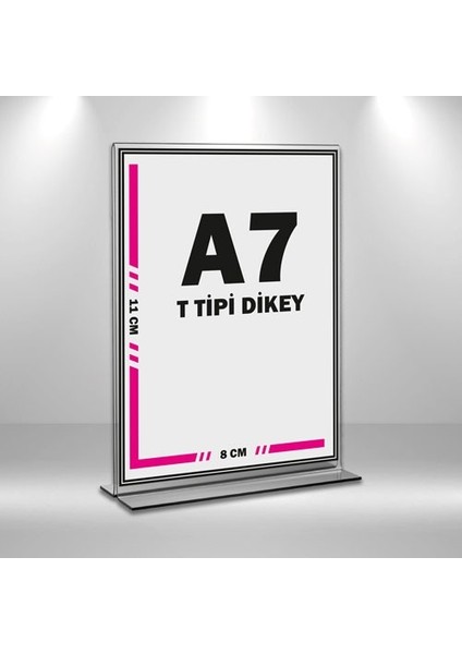 T Tipi A7 Pleksi Föylük Broşürlük Dikey A7 Föylük 5'li