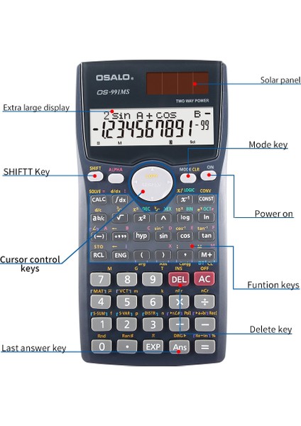 OS-991MS 10+2 Basamaklı Hesap Makinesi - Çok Renkli (Yurt Dışından)