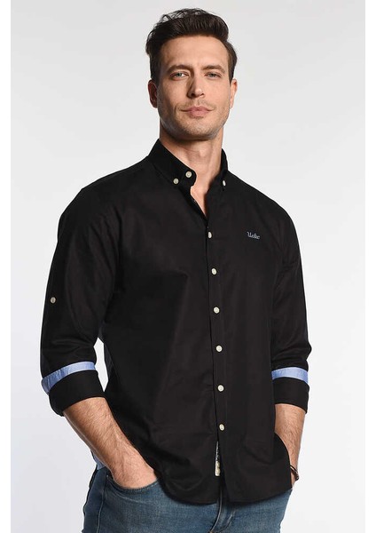 JACKSON Siyah Oxford Nakışlı Erkek Gömlek fiyatları