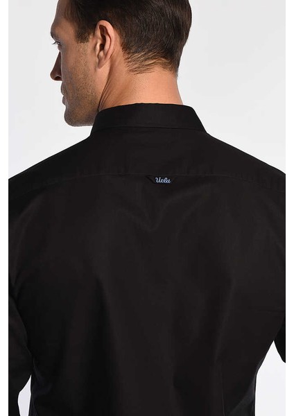 JACKSON Siyah Oxford Nakışlı Erkek Gömlek indirimleri