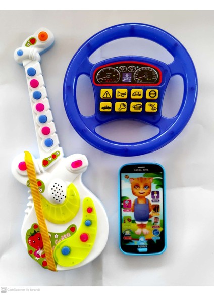 Berat Toys Berattoys Üçü  Birarada Türçe Müzikli Gitar Dokunmtk Türkçe Müzikli Telefon Türkce Sesli Direksiyon