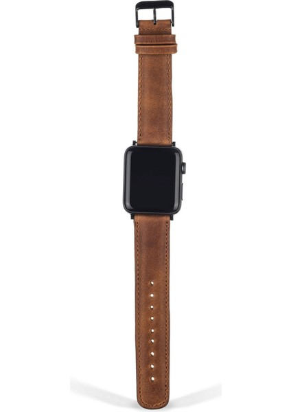 Apple Watch Uyumlu Deri Kordon 42 44 45 mm Taba