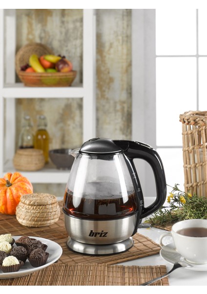 BR711 Inox Su Isıtıcı Cam Kettle